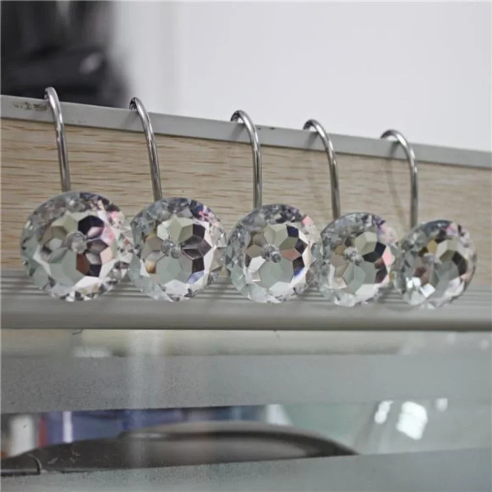 Set of 12  Shower Curtain Hooks Diamond Shape Shower Rings